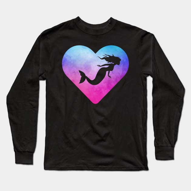 Mermaid Heart Gift Long Sleeve T-Shirt by JKFDesigns